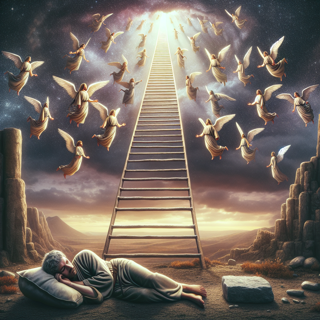 Illustration of Gênesis 28 explicado: significado do sonho da escada de Jacó